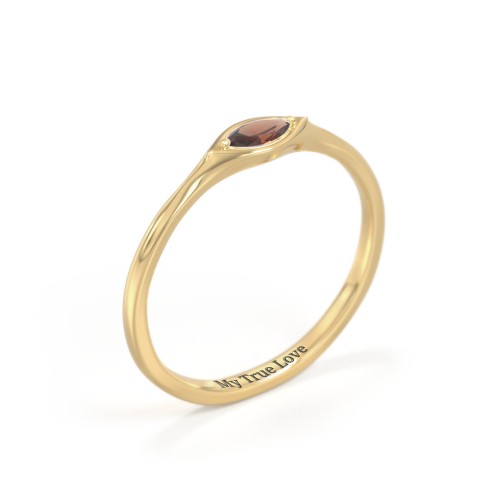 East-West Marquise Ring – 18K Gold Plated Silver with Garnet