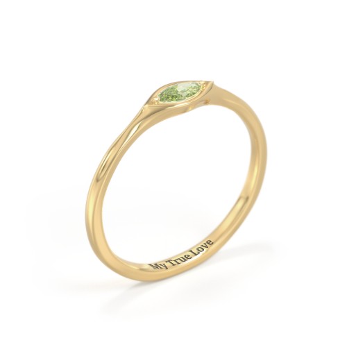 East-West Marquise Ring – 18K Gold Plated Silver with Peridot