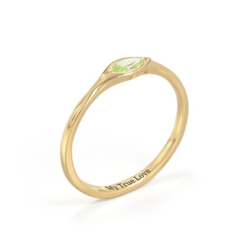 East-West Marquise Ring – 18K Gold Plated Silver with Peridot