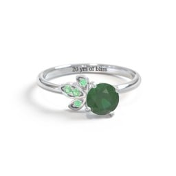 Round Gemstone Ring with Petal Accents