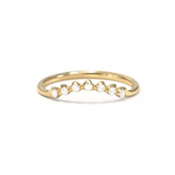 Dainty Curved Band with Accent Stones in 9K Solid Yellow Gold with Cubic Zirconia