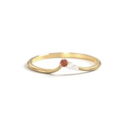 Dainty Contour Band with Graduated Accents in 9K Solid Yellow Gold with Garnet and Cubic Zirconia