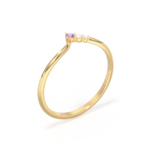 Dainty Contour Band with Graduated Accents – 9kt Yellow Gold with Amethyst and Cubic Zirconia
