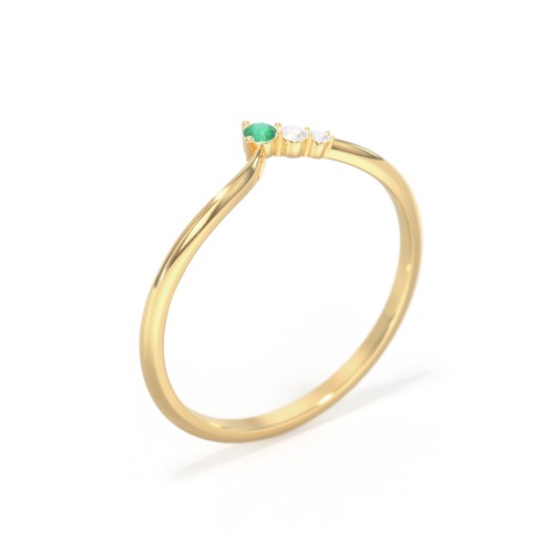 Dainty Contour Band with Graduated Accents – 9kt Yellow Gold with Emerald and Cubic Zirconia