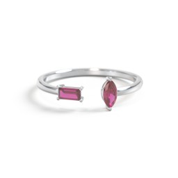 Baguette & Marquise Gemstone Open Cuff Ring