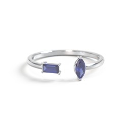 Baguette & Marquise Gemstone Open Cuff Ring