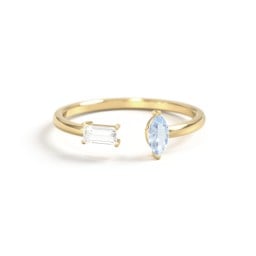 Baguette & Marquise Gemstone Open Cuff Ring