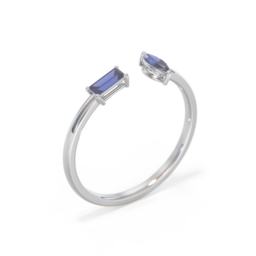 Baguette & Marquise Gemstone Open Cuff Ring