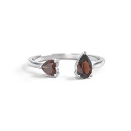 Heart & Pear Gemstone Open Cuff Ring