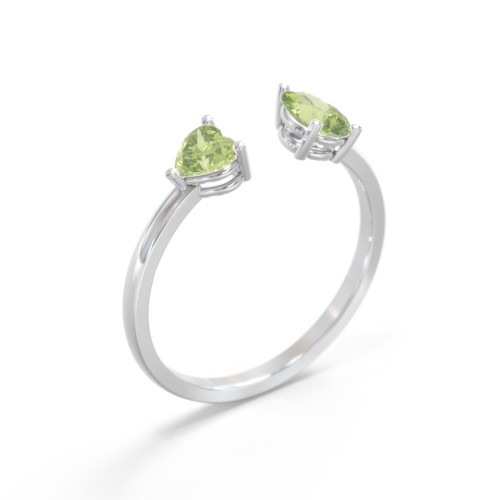 Heart & Pear Gemstone Open Cuff Ring