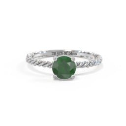 Solitaire Gemstone Ring with Twisted Rope & Bead Band