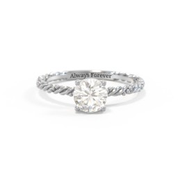 Solitaire Gemstone Ring with Twisted Rope & Bead Band