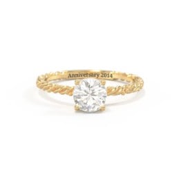 Solitaire Gemstone Ring with Twisted Rope & Bead Band