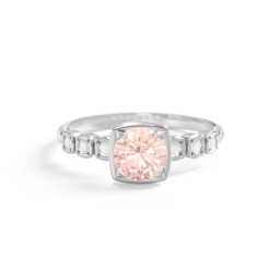 Round Gemstone Cube Ring with Star Set Accents