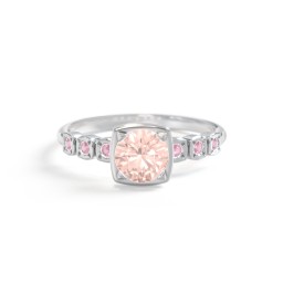 Round Gemstone Cube Ring with Star Set Accents