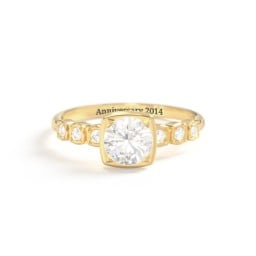 Round Gemstone Cube Ring with Star Set Accents