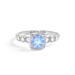 Round Gemstone Cube Ring with Star Set Accents