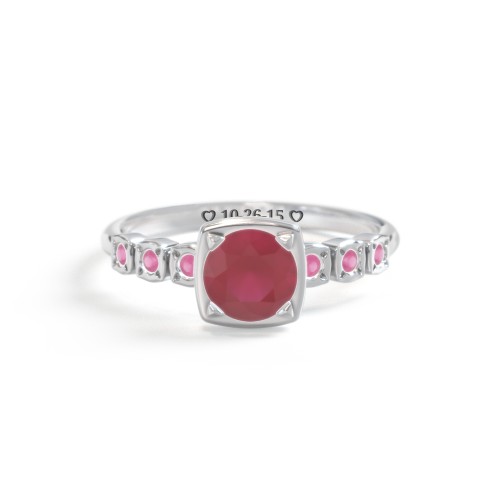 Round Gemstone Cube Ring with Star Set Accents