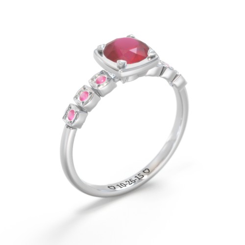 Round Gemstone Cube Ring with Star Set Accents