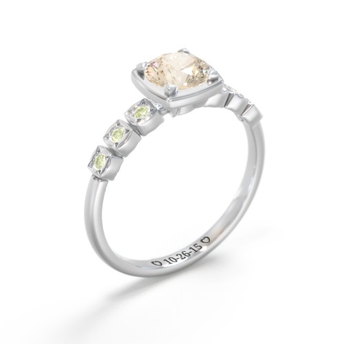 Round Gemstone Cube Ring with Star Set Accents