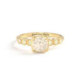 Round Gemstone Cube Ring with Star Set Accents in 18K Gold Plated Silver with Fancy Yellow Premium Zirconia and Peridot