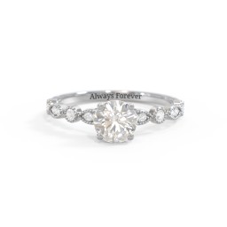 Round Gemstone Ring With Milgrain & Accents