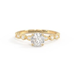 Round Gemstone Ring With Milgrain & Accents