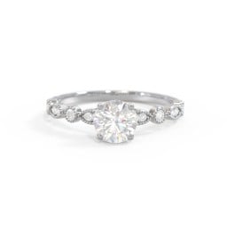 Round Gemstone Ring With Milgrain & Accents