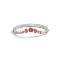 Curved Band with Tapered Accent Stones in 925 Sterling Silver with Garnet