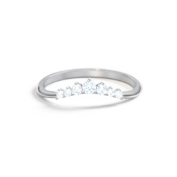 Curved Band with Tapered Accent Stones in 925 Sterling Silver with Aquamarine