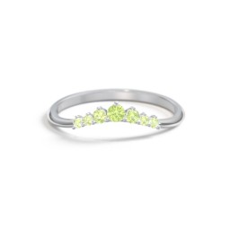 Curved Band with Tapered Accent Stones in 925 Sterling Silver with Peridot