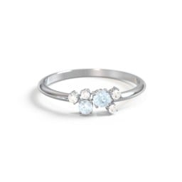 2-Stone Cluster Ring with Accent Stones