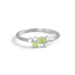 2-Stone Cluster Ring with Accent Stones