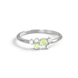 2-Stone Cluster Ring with Accent Stones