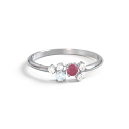 2-Stone Cluster Ring with Accent Stones