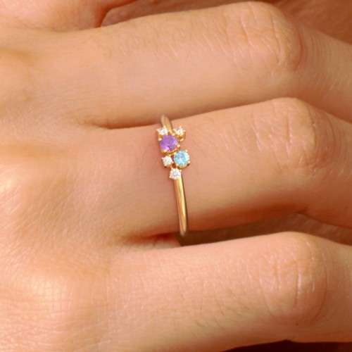 2-Stone Cluster Ring with Accent Stones