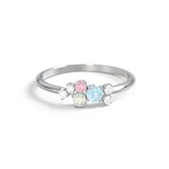 3-Stone Cluster Ring with Accent Stones