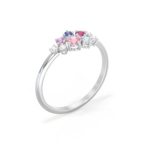 5-Stone Cluster Ring with Accent Stones