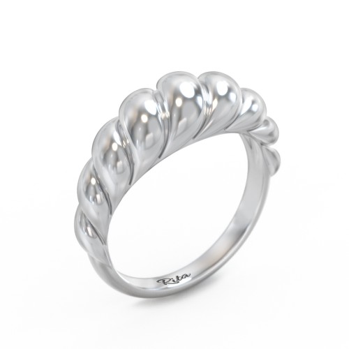 Thin Croissant Dome Ring – Sterling Silver