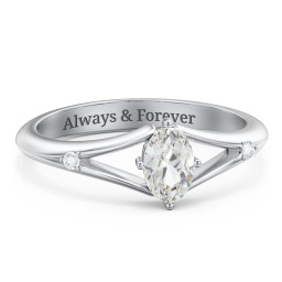 Oval Split Shank Accent Ring
