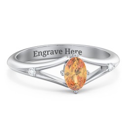 Oval Split Shank Accent Ring