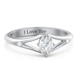 Oval Split Shank Accent Ring