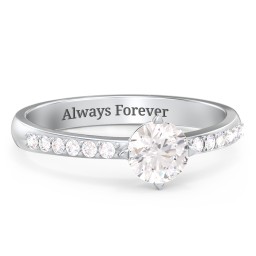 Centre Round Stone Ring with Twin Accent Rows