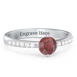 Centre Round Stone Ring with Twin Accent Rows