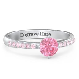 Centre Round Stone Ring with Twin Accent Rows