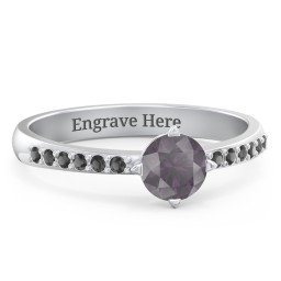 Centre Round Stone Ring with Twin Accent Rows