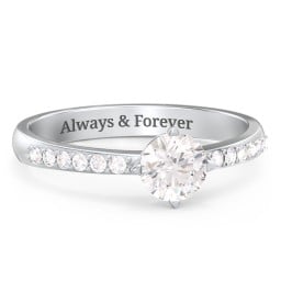 Centre Round Stone Ring with Twin Accent Rows