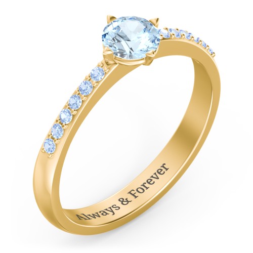 Centre Round Stone Ring with Twin Accent Rows