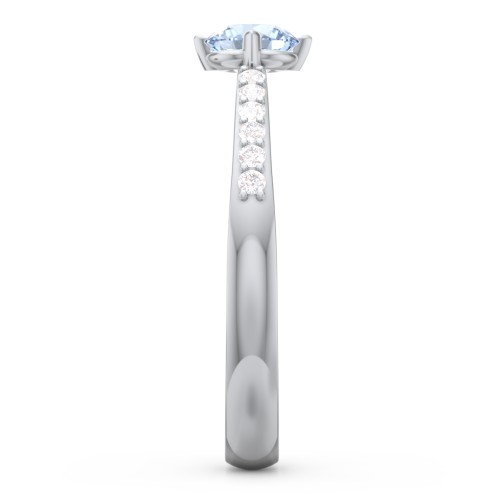 Centre Round Stone Ring with Twin Accent Rows