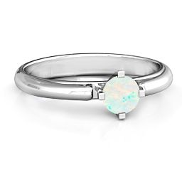 Ski Tip Solitaire Round Ring